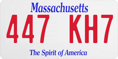 MA license plate 447KH7