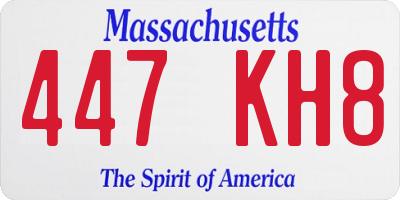 MA license plate 447KH8