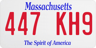 MA license plate 447KH9