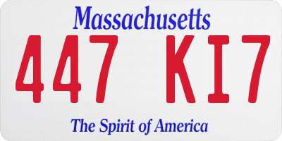MA license plate 447KI7