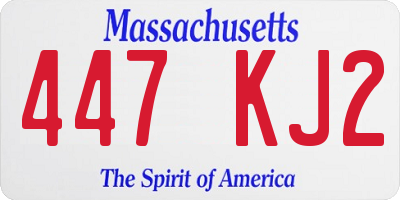 MA license plate 447KJ2