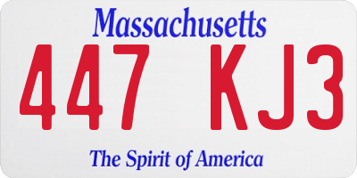 MA license plate 447KJ3