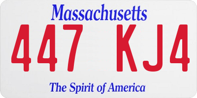 MA license plate 447KJ4