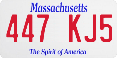MA license plate 447KJ5