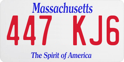 MA license plate 447KJ6