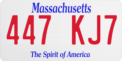 MA license plate 447KJ7