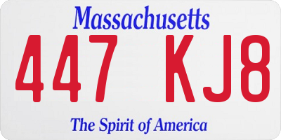 MA license plate 447KJ8