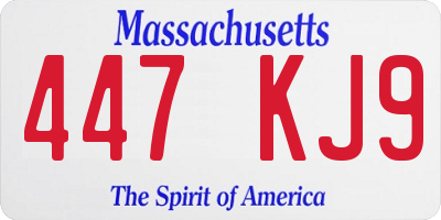 MA license plate 447KJ9