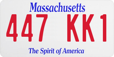 MA license plate 447KK1
