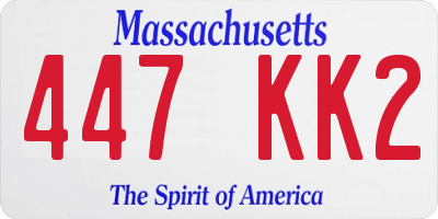 MA license plate 447KK2