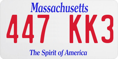 MA license plate 447KK3