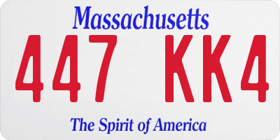 MA license plate 447KK4