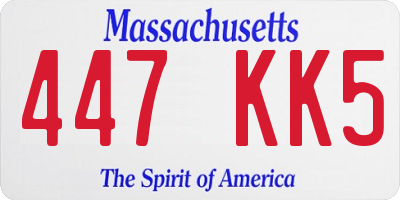 MA license plate 447KK5
