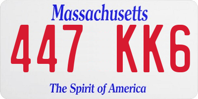 MA license plate 447KK6