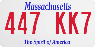 MA license plate 447KK7