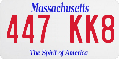 MA license plate 447KK8