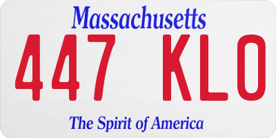 MA license plate 447KL0
