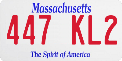 MA license plate 447KL2