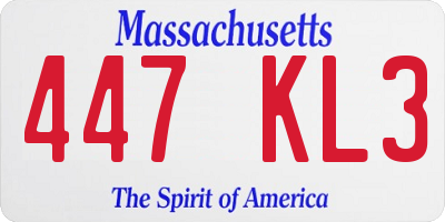 MA license plate 447KL3