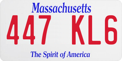 MA license plate 447KL6