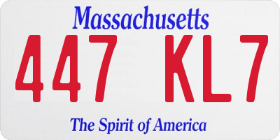 MA license plate 447KL7