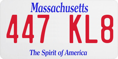 MA license plate 447KL8