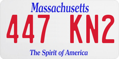 MA license plate 447KN2