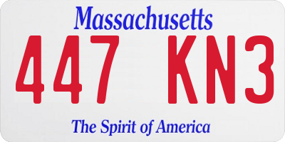 MA license plate 447KN3