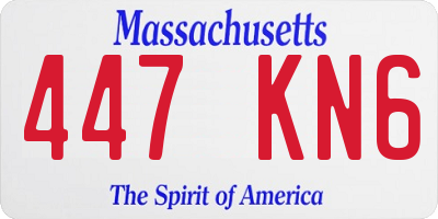 MA license plate 447KN6
