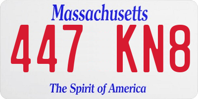 MA license plate 447KN8