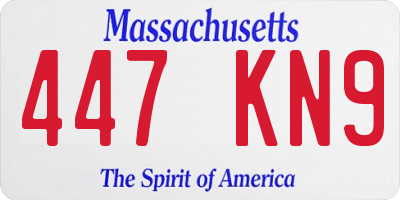 MA license plate 447KN9