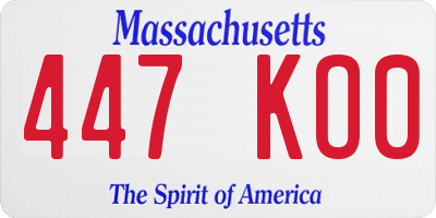 MA license plate 447KO0