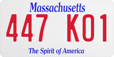 MA license plate 447KO1