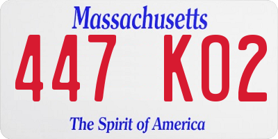 MA license plate 447KO2