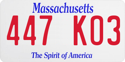 MA license plate 447KO3