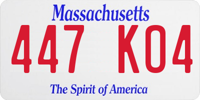 MA license plate 447KO4