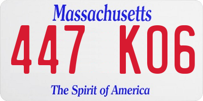 MA license plate 447KO6