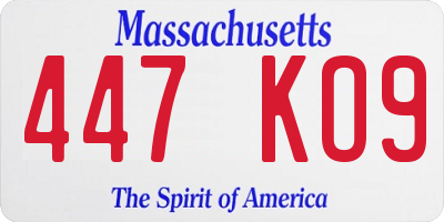 MA license plate 447KO9