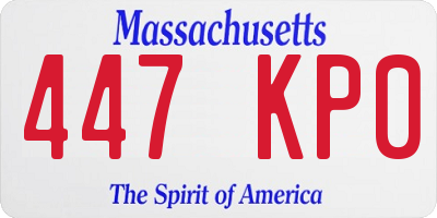 MA license plate 447KP0