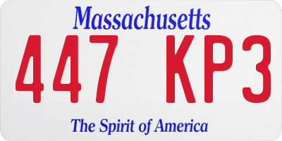 MA license plate 447KP3