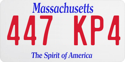 MA license plate 447KP4