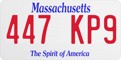 MA license plate 447KP9