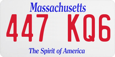 MA license plate 447KQ6