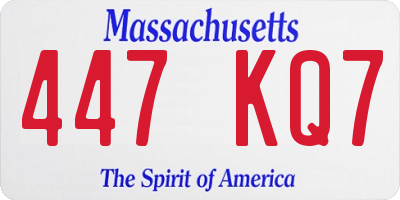 MA license plate 447KQ7