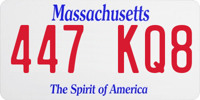 MA license plate 447KQ8