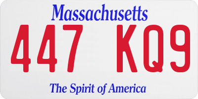 MA license plate 447KQ9