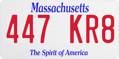 MA license plate 447KR8