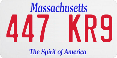 MA license plate 447KR9