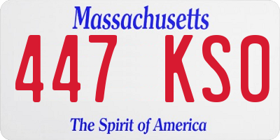 MA license plate 447KS0