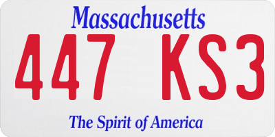 MA license plate 447KS3